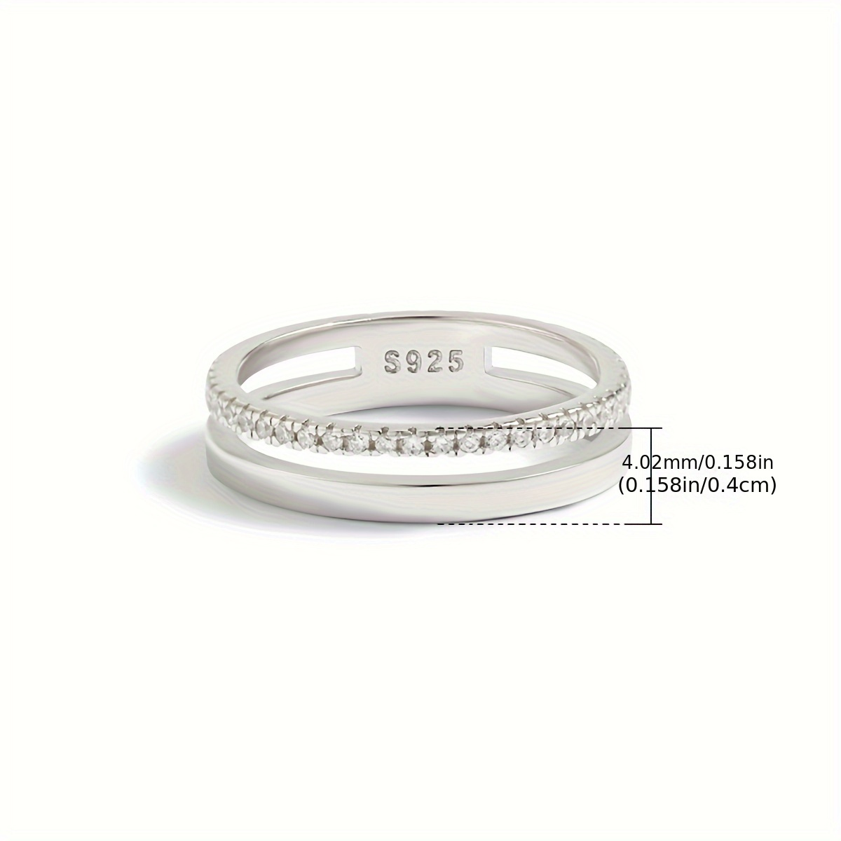 925 Sterling Silver Hollow Engagement Ring Women's Wedding Ring